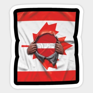 Latvia Flag Canadian Flag Ripped - Gift for Latvian From Latvia Sticker